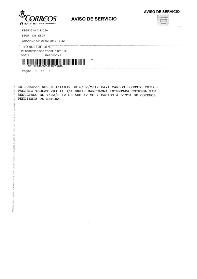 Acuse de recibo I