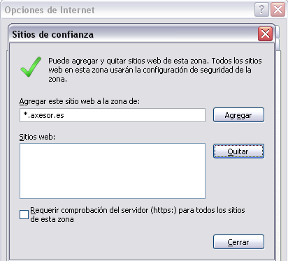 Agregar sitio de confianza