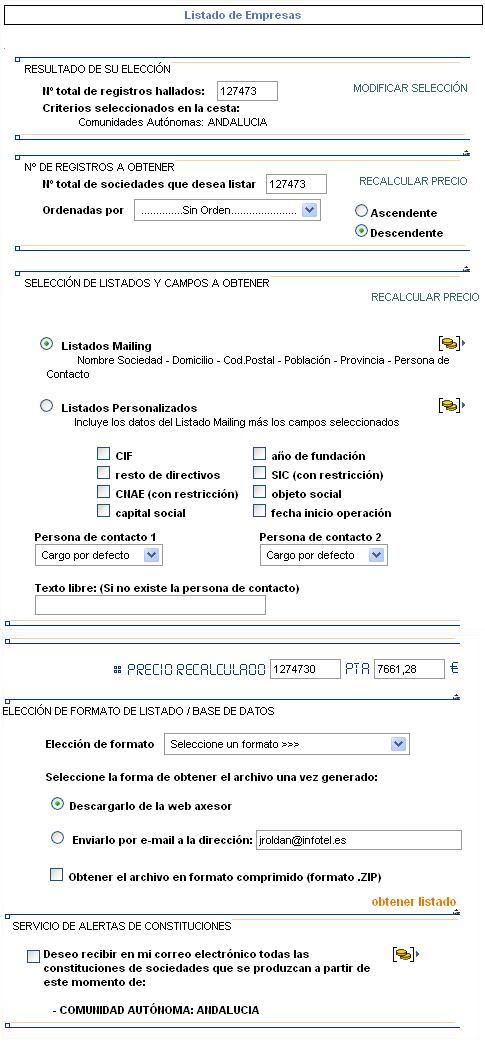 Ejemplo listado empresas de reciente constituci&oacute;n