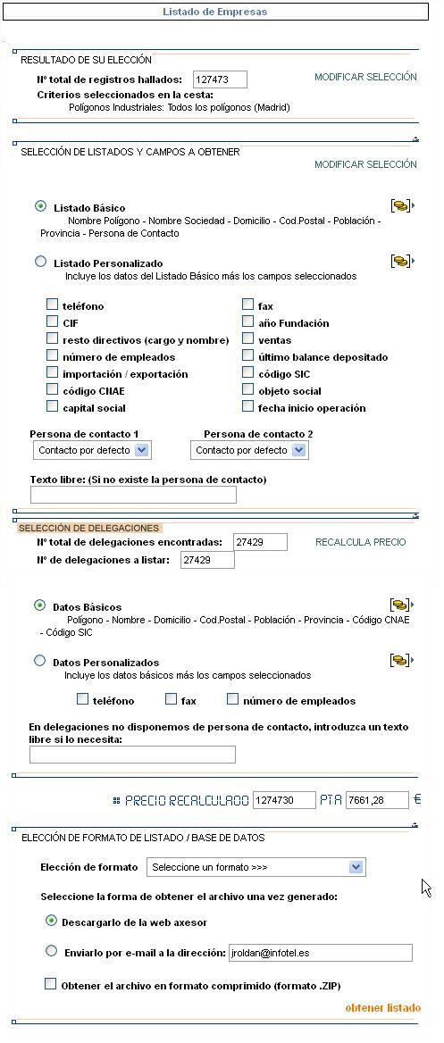 Ejemplo listado de empresas