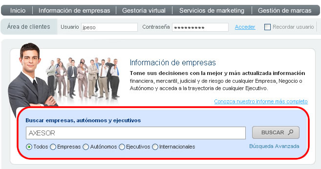 Ejemplo de buscador de empresas