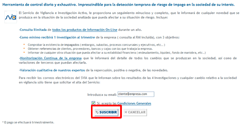 Ejemplo de ventana de condiciones para suscripci�n