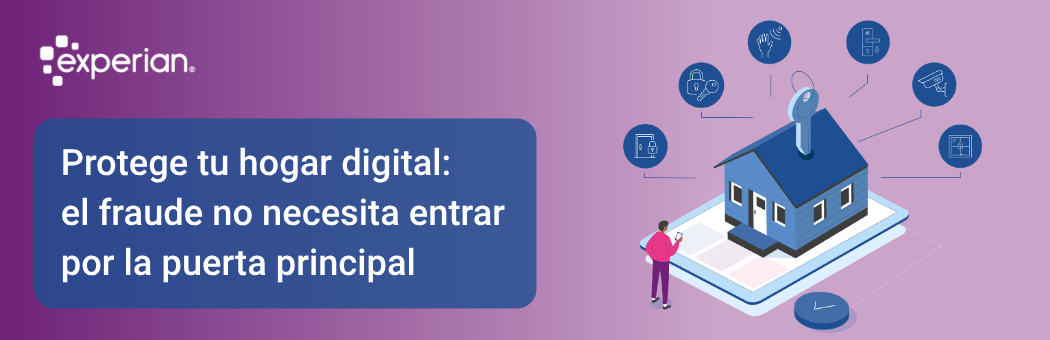 Ilustración de una casa digital protegida mediante una estrategia antifraude multinivel que combina identidad, comportamiento y señales de riesgo.