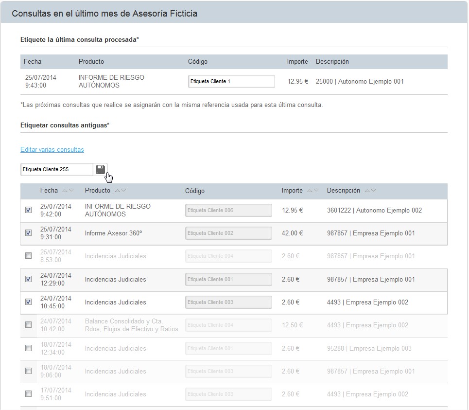 Módulo referenciar consumo a cliente. Editar varias consultas Módulo referenciar consumo a cliente. Editar varias consultas