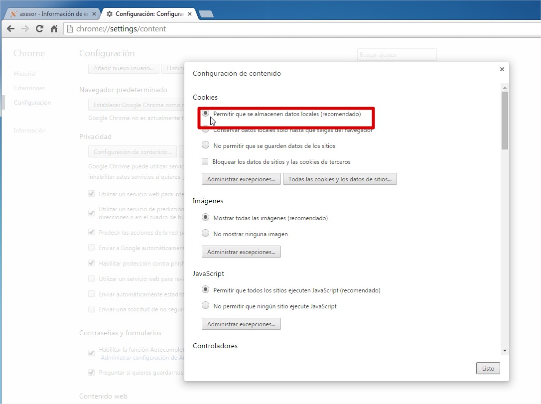 Cookies en Google Chrome Cookies en Google Chrome