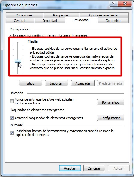 Privacidad Internet Explorer Privacidad Internet Explorer