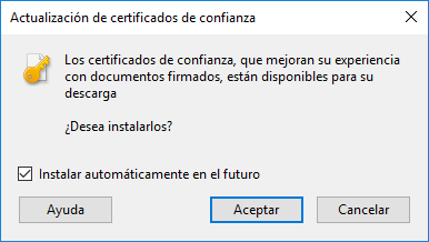 Actualizar certificados de confianza