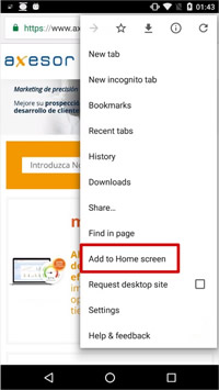 Añadir a pantalla de inicio Android Añadir a pantalla de inicio Android