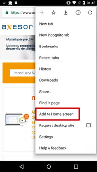 Añadir a pantalla de inicio Android