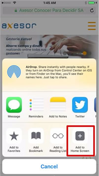 Añadir a pantalla de inicio iOS