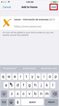 Añadir acceso directo iOS