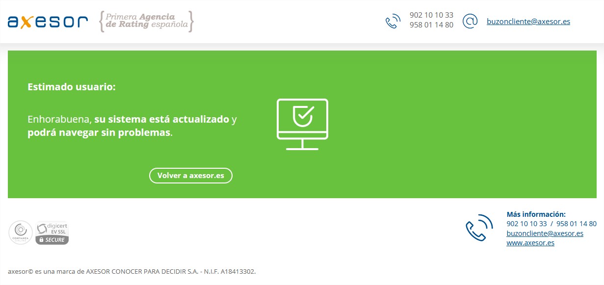Test sobre navegador válido Test sobre navegador válido