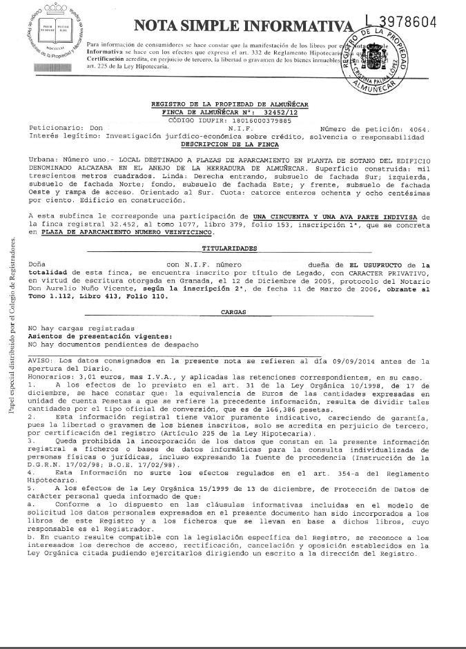 Modelo Nota Simple Ejemplo Nota Simple