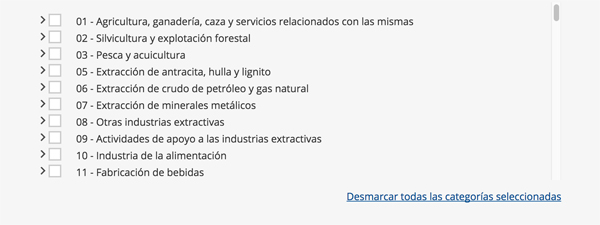 Listado selección CNAE Listado selección CNAE