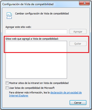 Desactivar Vista Compatibilidad