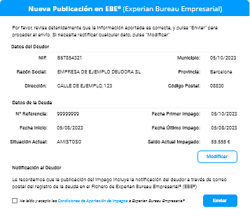 Publicación de impagos en EBE. Gestión del riesgo de crédito