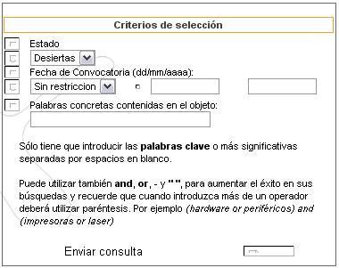 Ejemplo de criterios de selección para consulta específica de contratos públicos