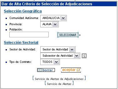 Ejemplo suscripción alerta de adjudicaciones