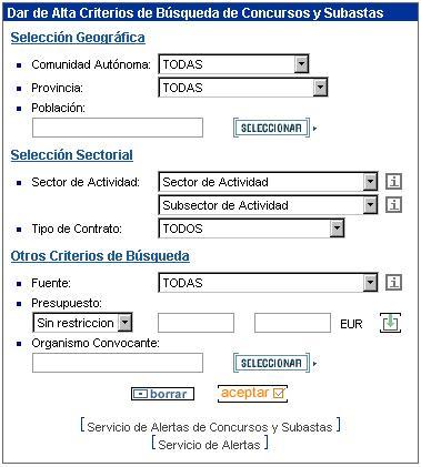 Ejemplo añadir alerta de concursos y subastas