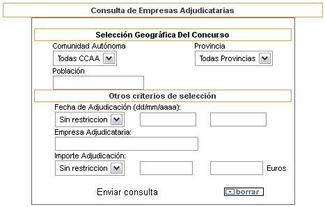 Ejemplo de consulta de empresas adjudicatarias