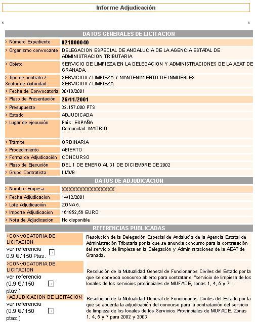 Ejemplo de informe de adjudicación